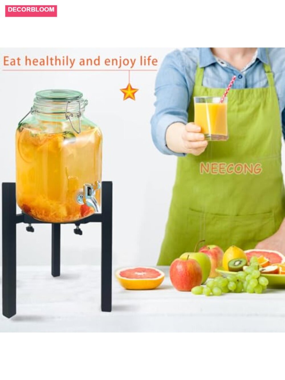 Adjustable Beverage Dispenser Stand for Party, Fits 1-3.5 Gallon Drinks, Steel - Picture 3 of 6